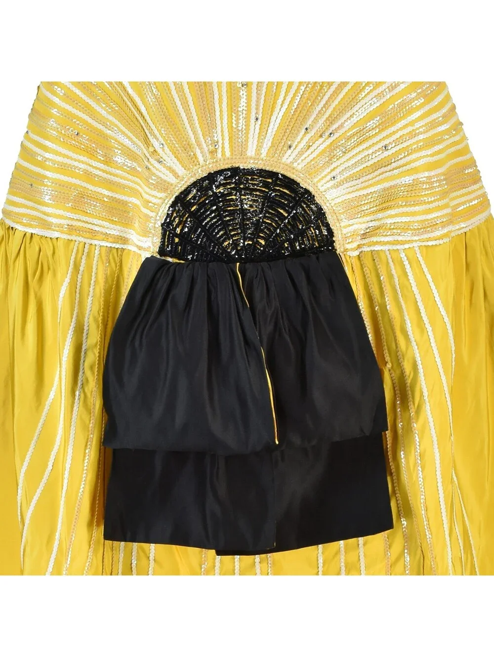 LEE MENICHETTI Golden Yellow Silk Faille Cloak with Black Silk Lining OS